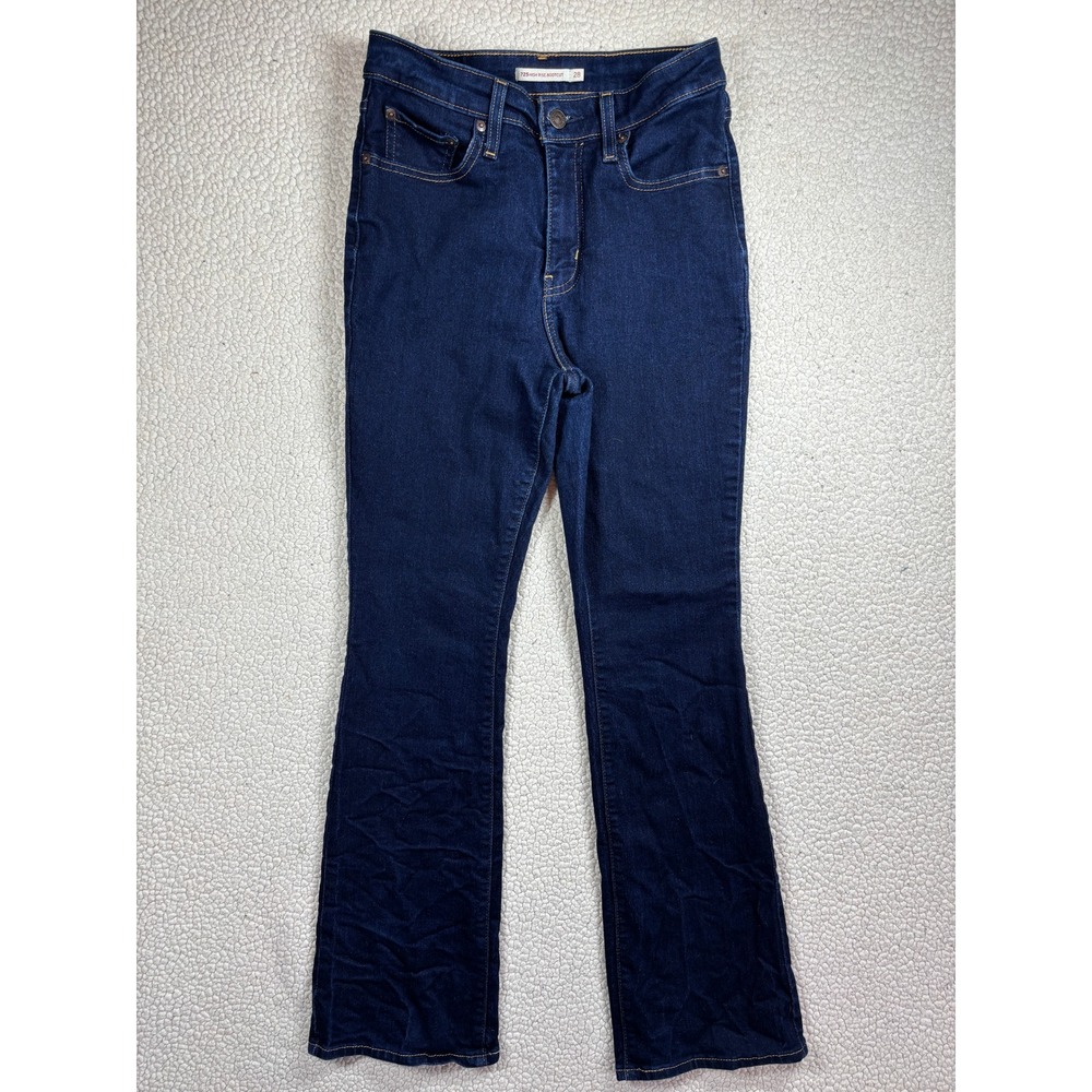Levis 725 High Rise Bootcut Jeans Women's W28 L32 Dark Wash Strech Indigo Denim